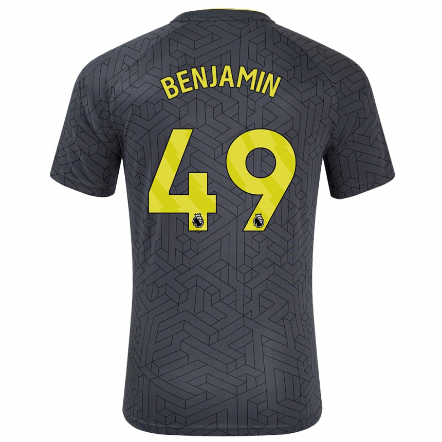 Niño Fútbol Camiseta Omari Benjamin #49 Negro Amarillo 2ª Equipación 2024/25 México