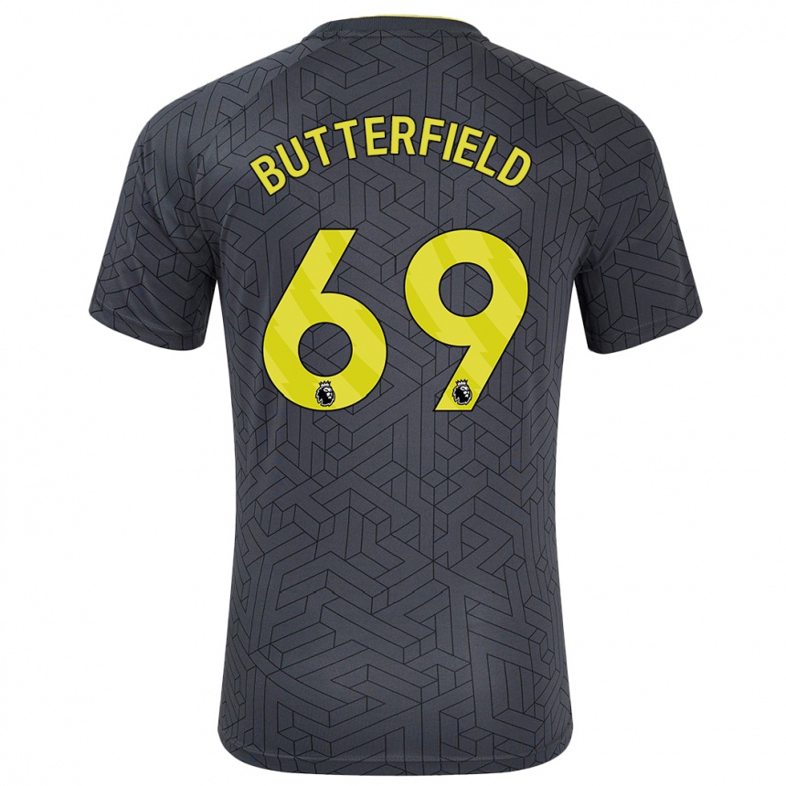 Niño Fútbol Camiseta Luke Butterfield #69 Negro Amarillo 2ª Equipación 2024/25 México