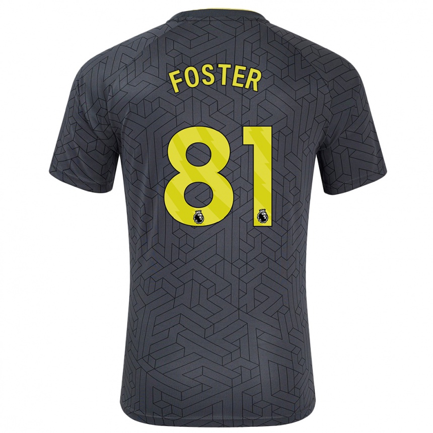 Niño Fútbol Camiseta Harvey Foster #81 Negro Amarillo 2ª Equipación 2024/25 México