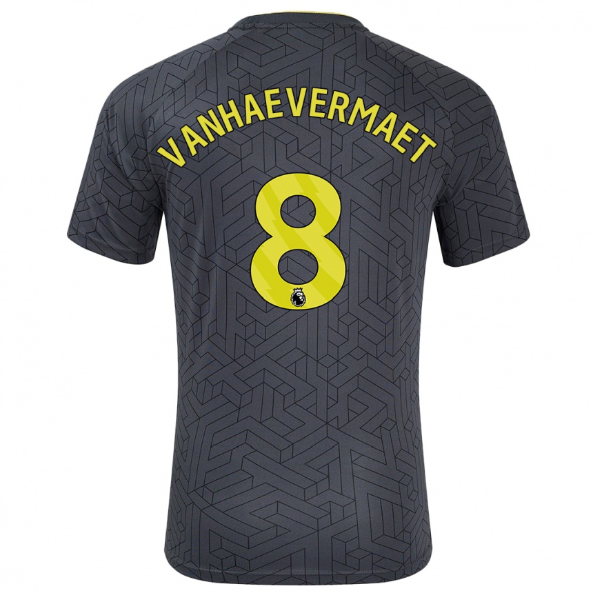 Niño Fútbol Camiseta Justine Vanhaevermaet #8 Negro Amarillo 2ª Equipación 2024/25 México