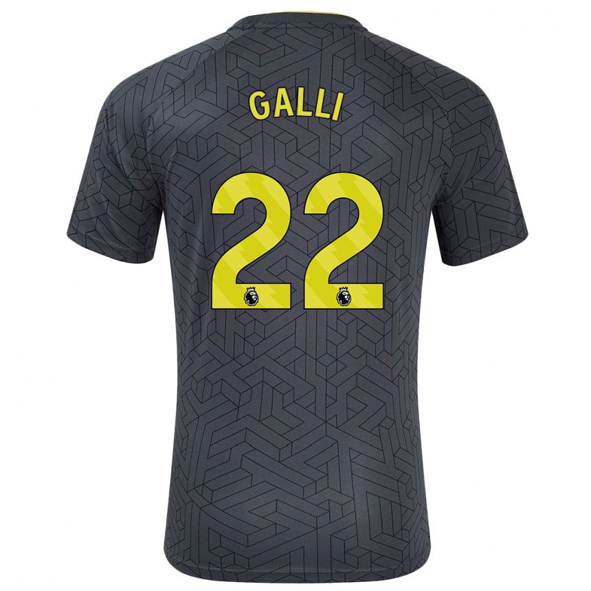 Niño Fútbol Camiseta Aurora Galli #22 Negro Amarillo 2ª Equipación 2024/25 México