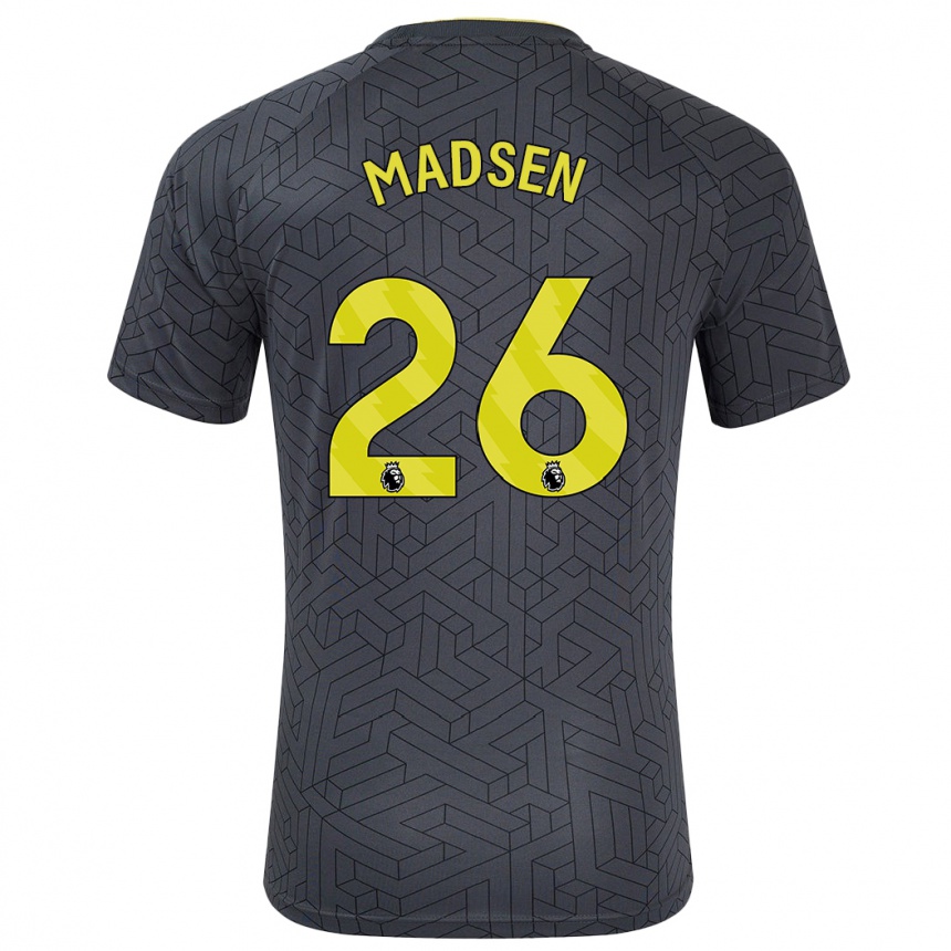 Niño Fútbol Camiseta Rikke Madsen #26 Negro Amarillo 2ª Equipación 2024/25 México