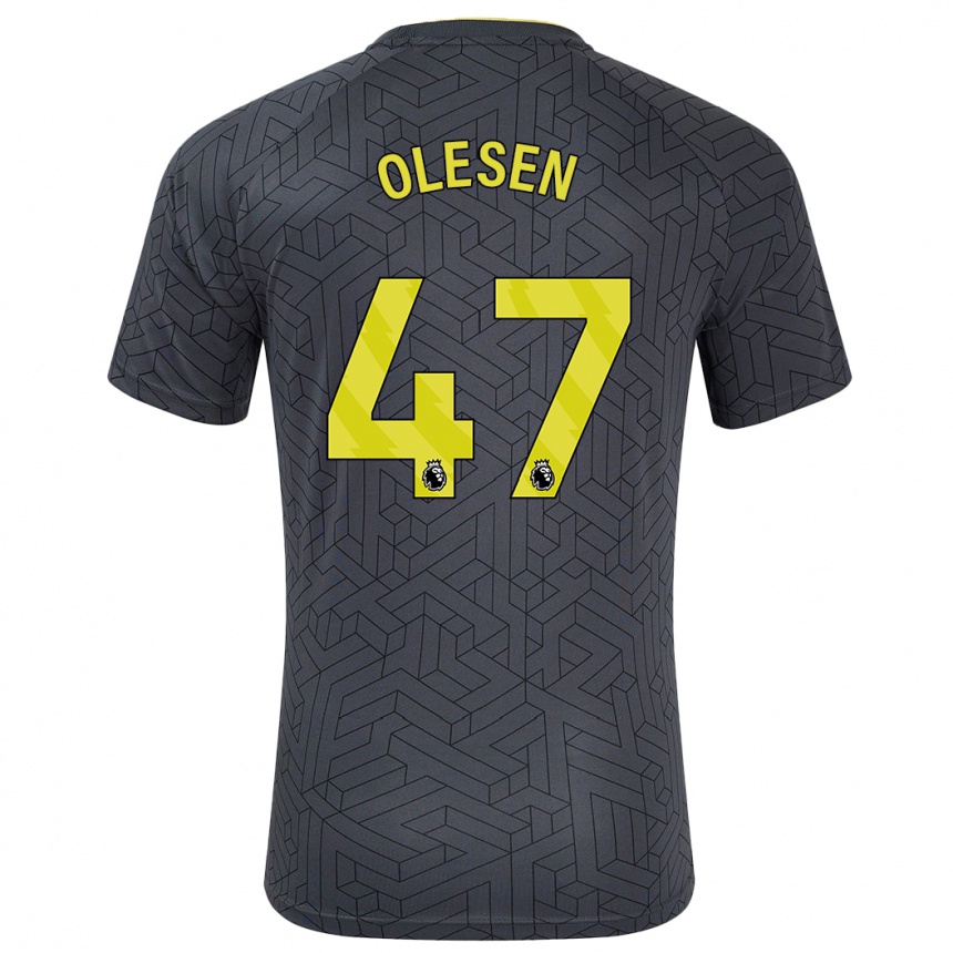 Niño Fútbol Camiseta Karoline Olesen #47 Negro Amarillo 2ª Equipación 2024/25 México