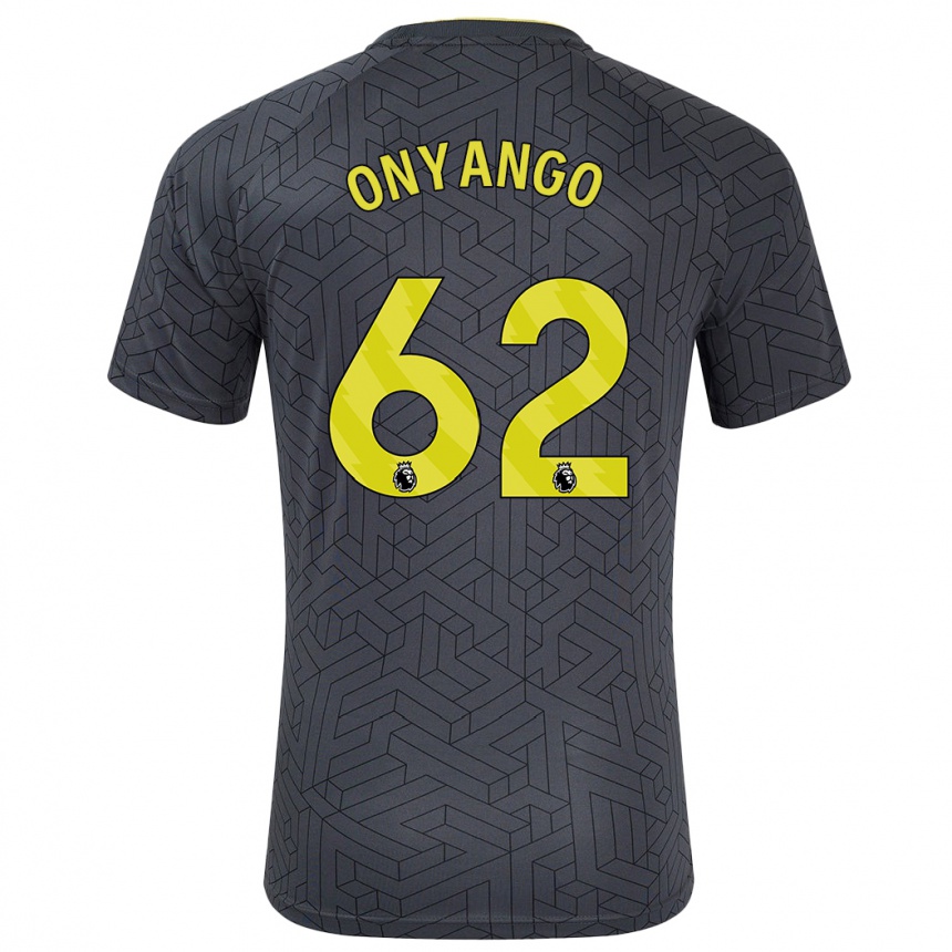 Niño Fútbol Camiseta Tyler Onyango #62 Negro Amarillo 2ª Equipación 2024/25 México