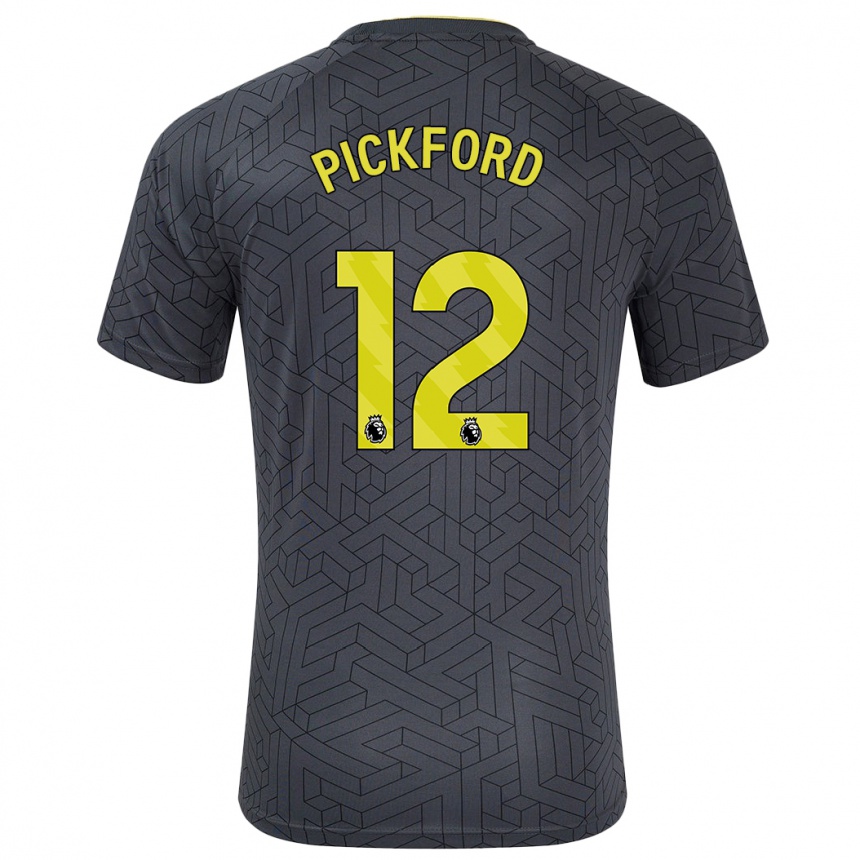 Niño Fútbol Camiseta Jordan Pickford #12 Negro Amarillo 2ª Equipación 2024/25 México