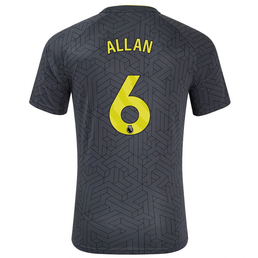 Niño Fútbol Camiseta Allan #6 Negro Amarillo 2ª Equipación 2024/25 México