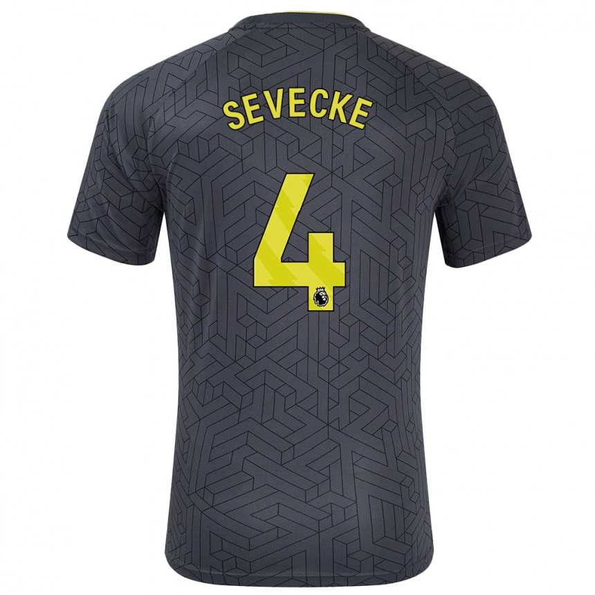 Niño Fútbol Camiseta Rikke Sevecke #4 Negro Amarillo 2ª Equipación 2024/25 México