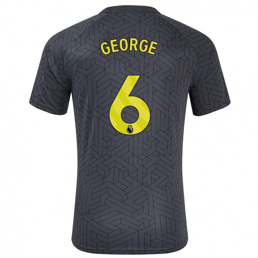 Niño Fútbol Camiseta Gabrielle George #6 Negro Amarillo 2ª Equipación 2024/25 México