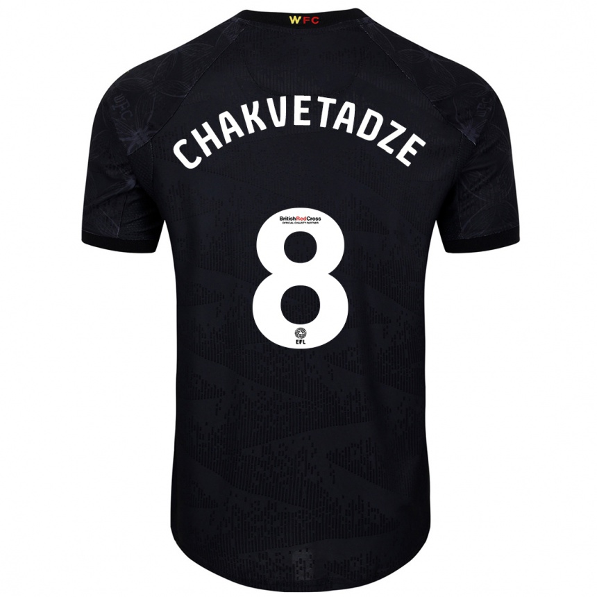 Niño Fútbol Camiseta Giorgi Chakvetadze #8 Negro Blanco 2ª Equipación 2024/25 México