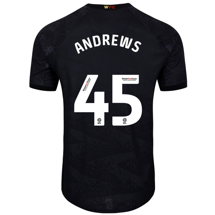 Niño Fútbol Camiseta Ryan Andrews #45 Negro Blanco 2ª Equipación 2024/25 México