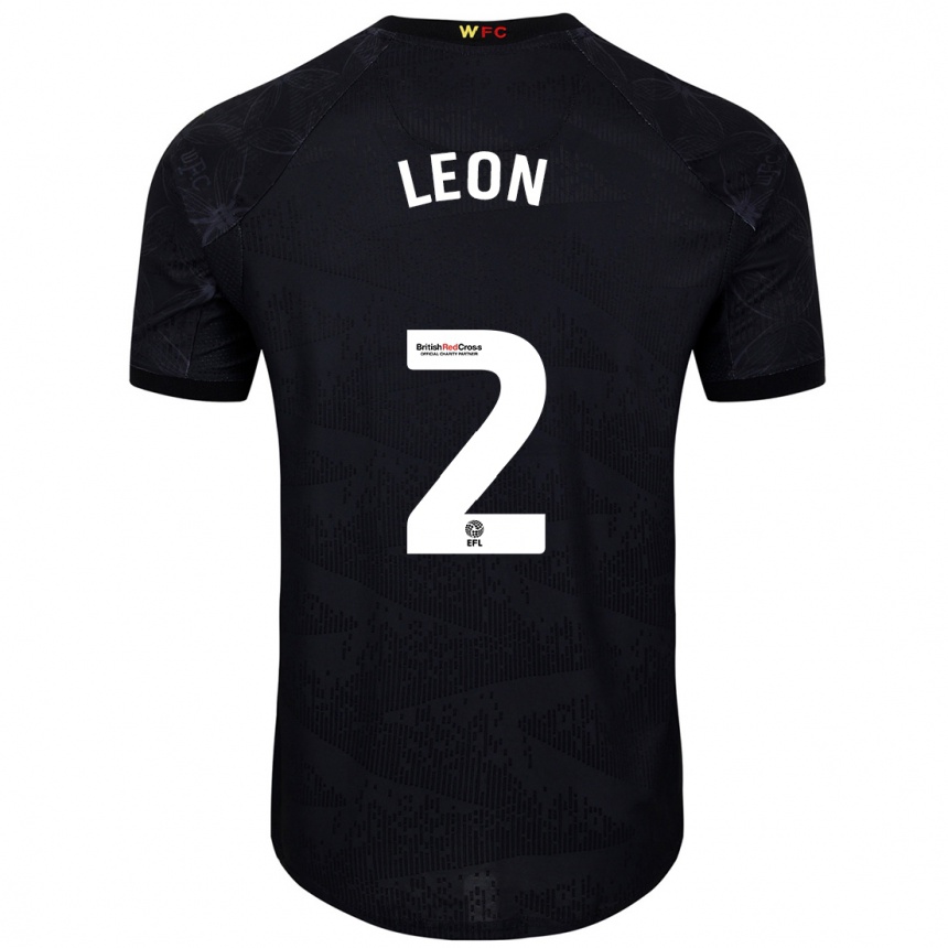 Niño Fútbol Camiseta Lucía León #2 Negro Blanco 2ª Equipación 2024/25 México