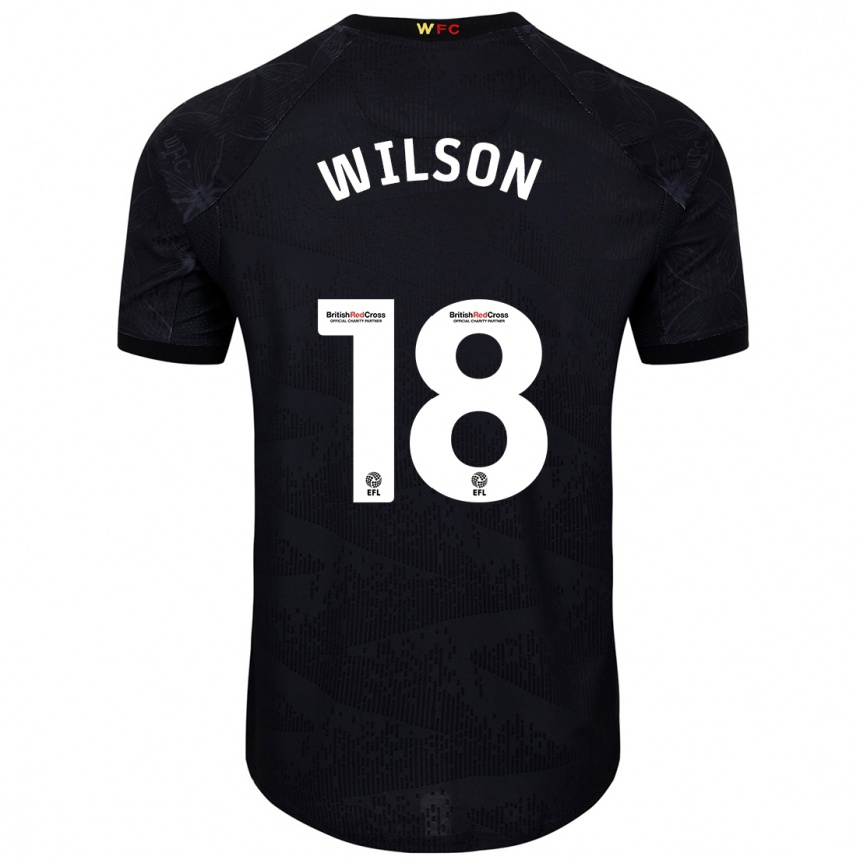 Niño Fútbol Camiseta Poppy Wilson #18 Negro Blanco 2ª Equipación 2024/25 México