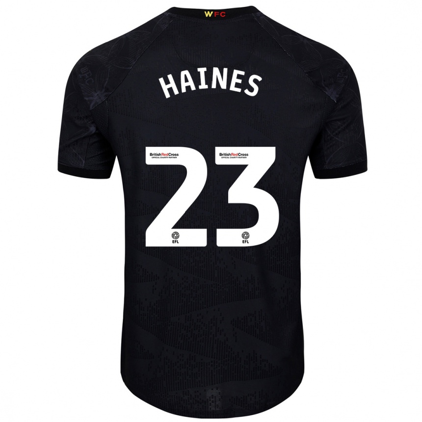 Niño Fútbol Camiseta Coral-Jade Haines #23 Negro Blanco 2ª Equipación 2024/25 México