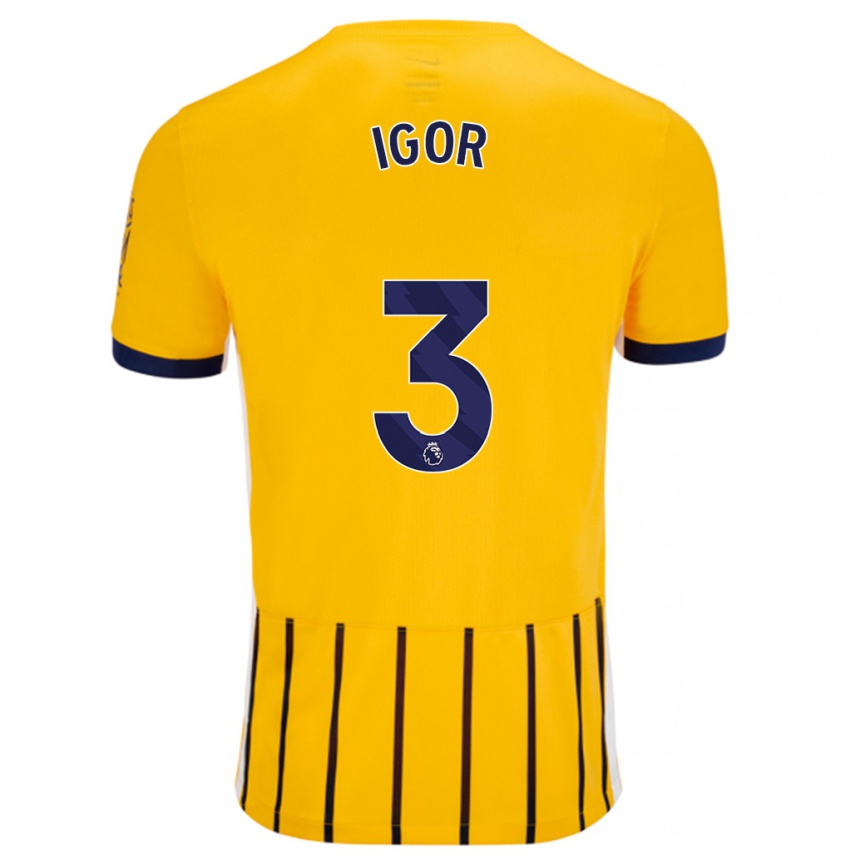 Niño Fútbol Camiseta Igor #3 Dorado Azul Rayas 2ª Equipación 2024/25 México