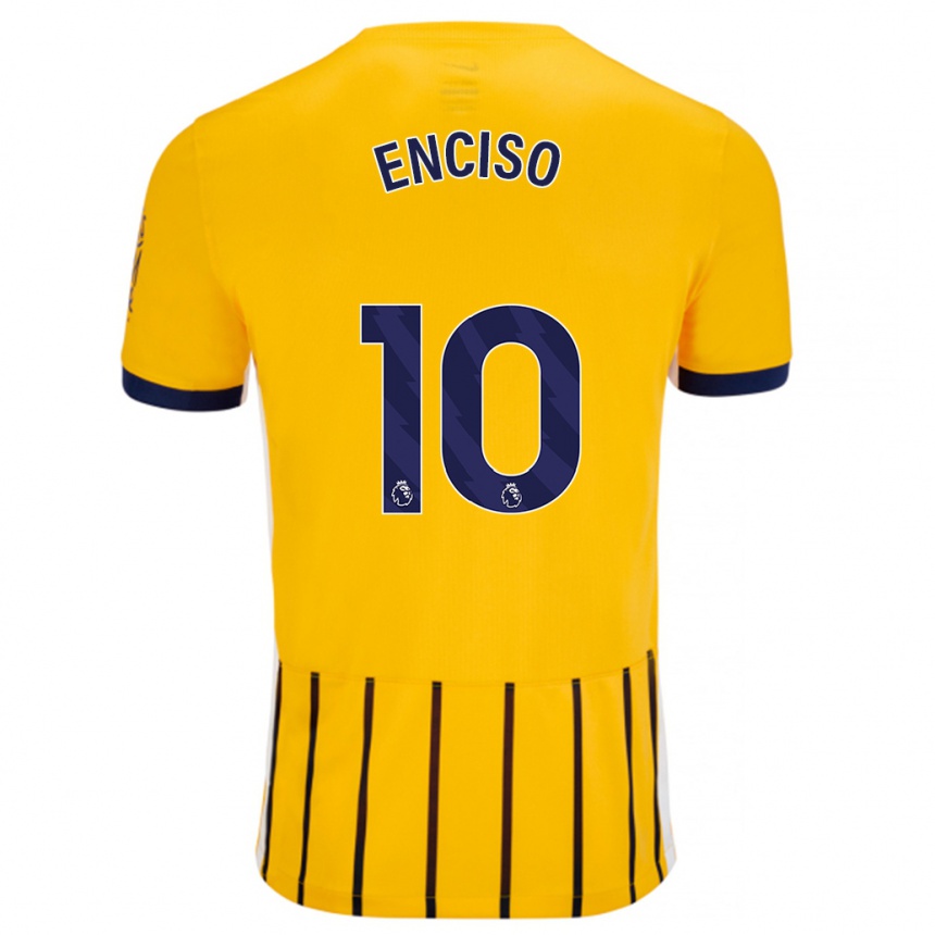 Niño Fútbol Camiseta Julio Enciso #10 Dorado Azul Rayas 2ª Equipación 2024/25 México