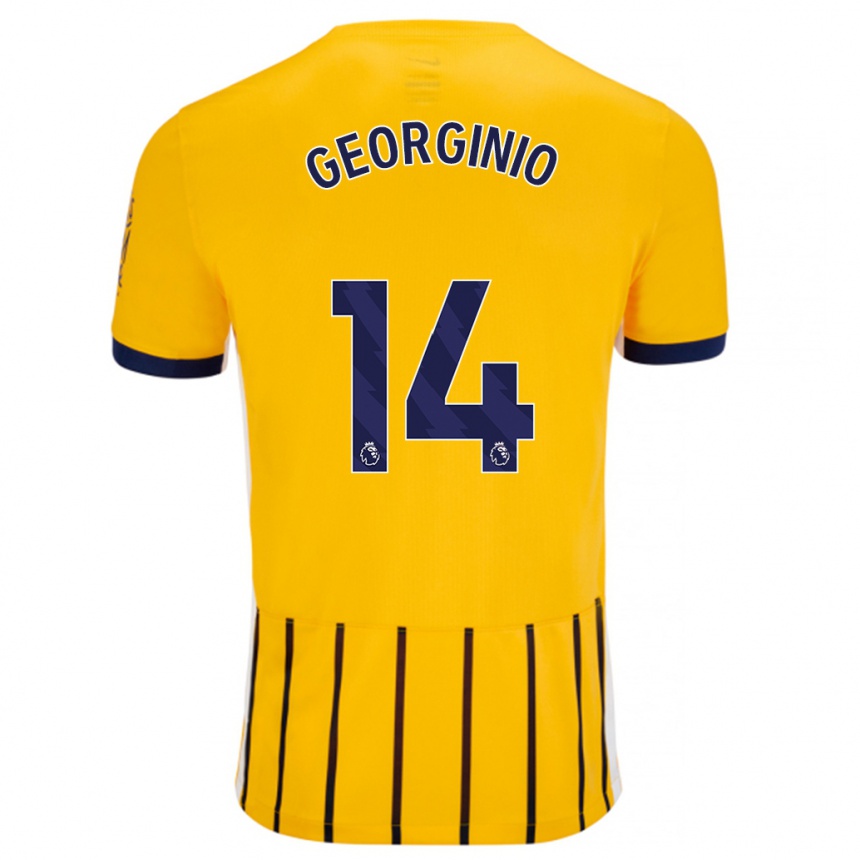 Niño Fútbol Camiseta Georginio Rutter #14 Dorado Azul Rayas 2ª Equipación 2024/25 México