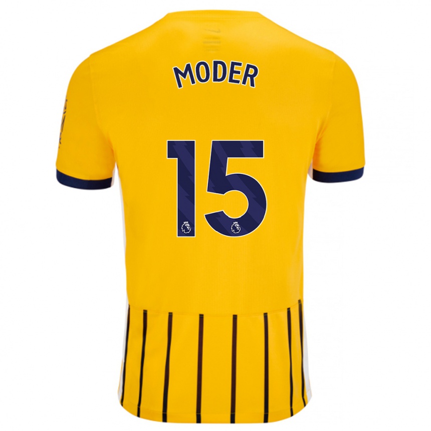 Niño Fútbol Camiseta Jakub Moder #15 Dorado Azul Rayas 2ª Equipación 2024/25 México