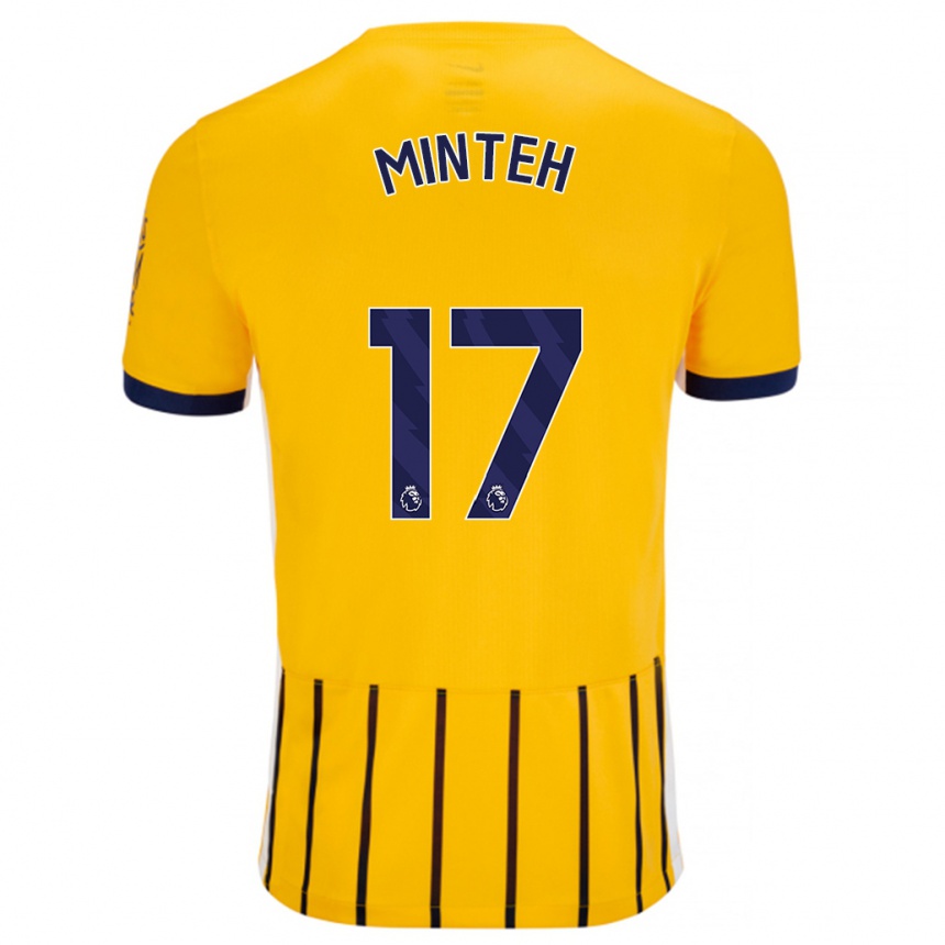 Niño Fútbol Camiseta Yankuba Minteh #17 Dorado Azul Rayas 2ª Equipación 2024/25 México