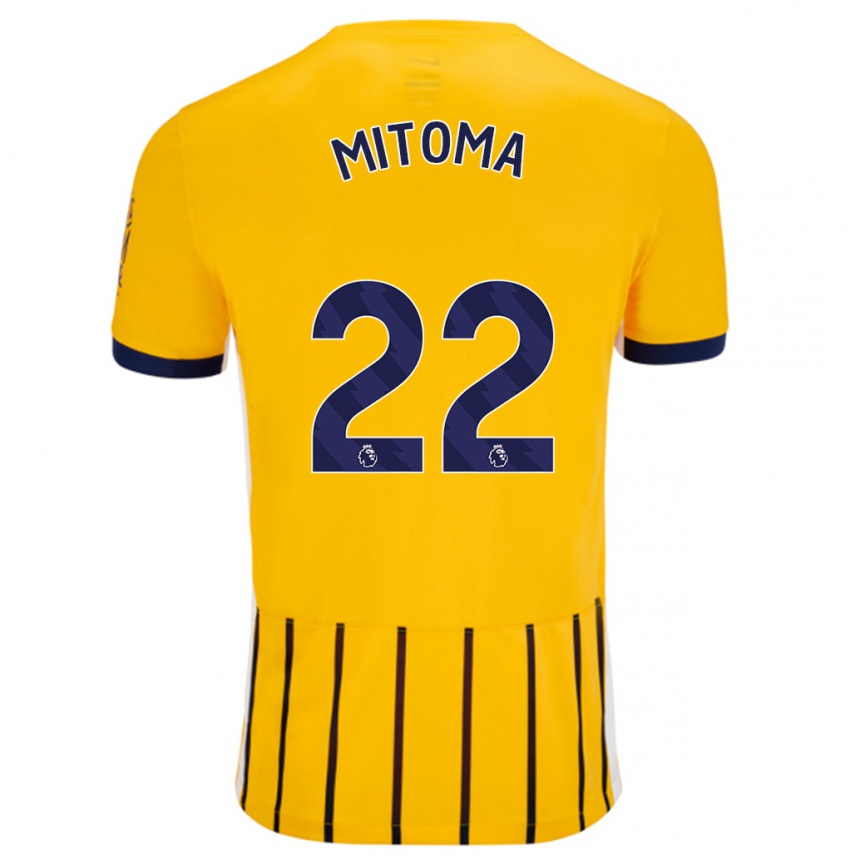 Niño Fútbol Camiseta Kaoru Mitoma #22 Dorado Azul Rayas 2ª Equipación 2024/25 México