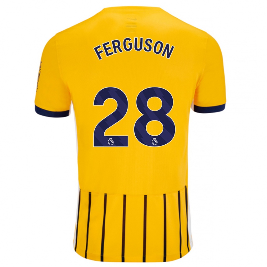 Niño Fútbol Camiseta Evan Ferguson #28 Dorado Azul Rayas 2ª Equipación 2024/25 México