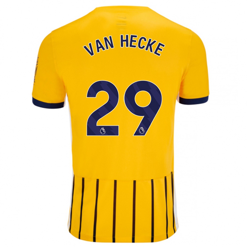 Niño Fútbol Camiseta Jan Paul Van Hecke #29 Dorado Azul Rayas 2ª Equipación 2024/25 México