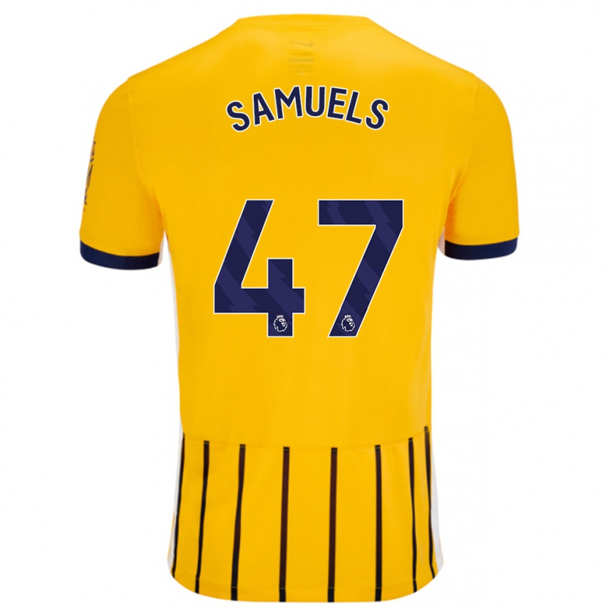 Niño Fútbol Camiseta Imari Samuels #47 Dorado Azul Rayas 2ª Equipación 2024/25 México