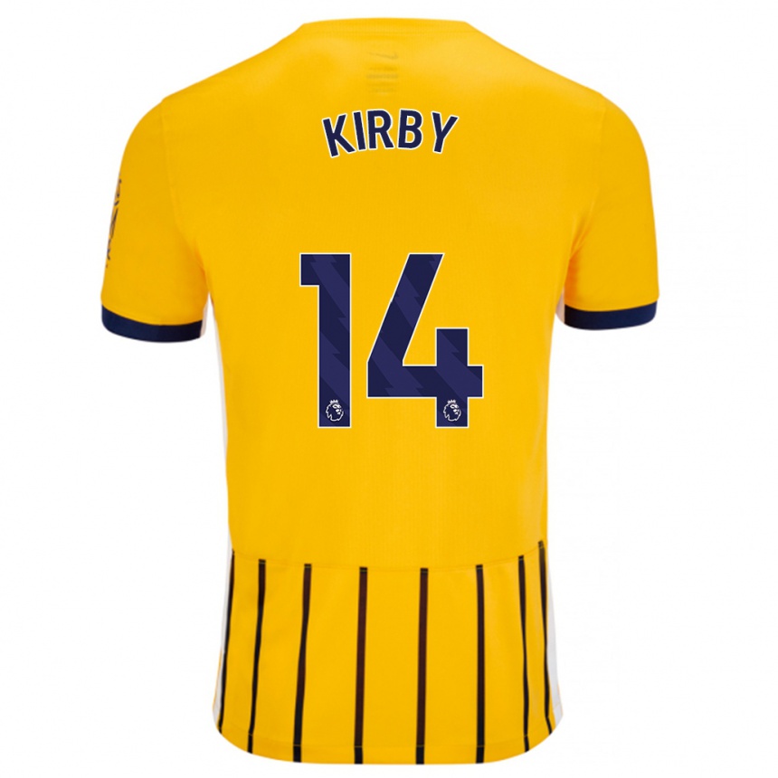 Niño Fútbol Camiseta Fran Kirby #14 Dorado Azul Rayas 2ª Equipación 2024/25 México