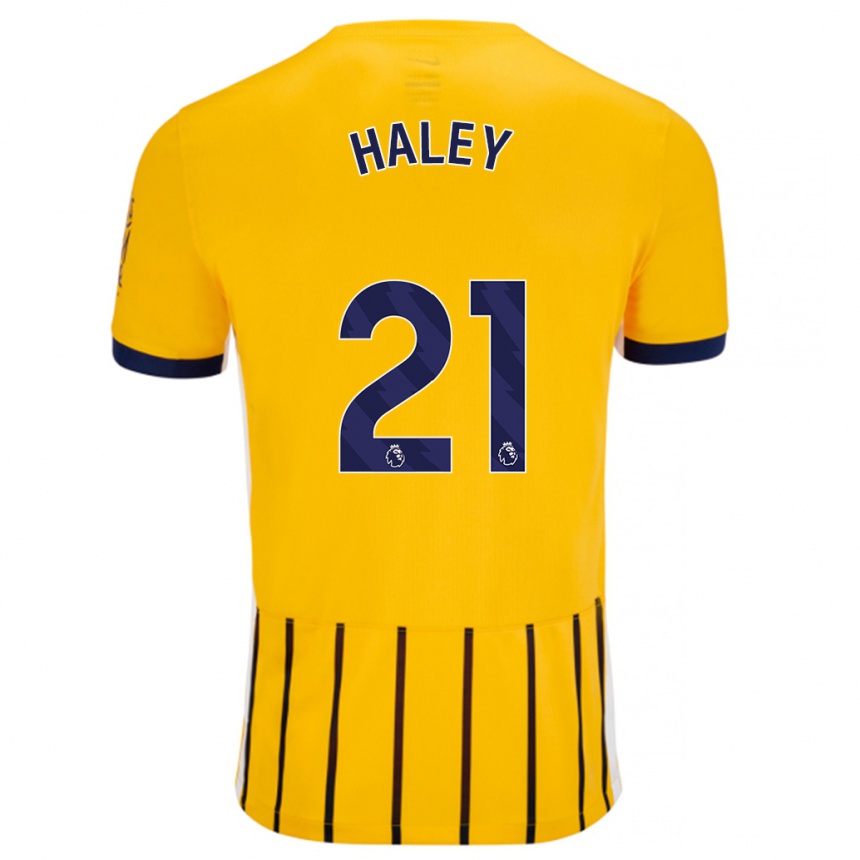 Niño Fútbol Camiseta Madison Haley #21 Dorado Azul Rayas 2ª Equipación 2024/25 México