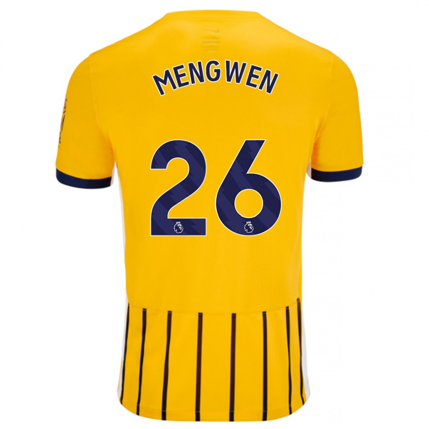 Niño Fútbol Camiseta Li Mengwen #26 Dorado Azul Rayas 2ª Equipación 2024/25 México