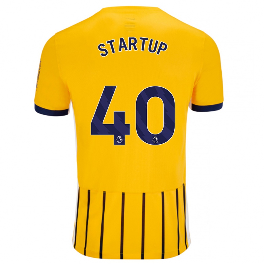 Niño Fútbol Camiseta Katie Startup #40 Dorado Azul Rayas 2ª Equipación 2024/25 México