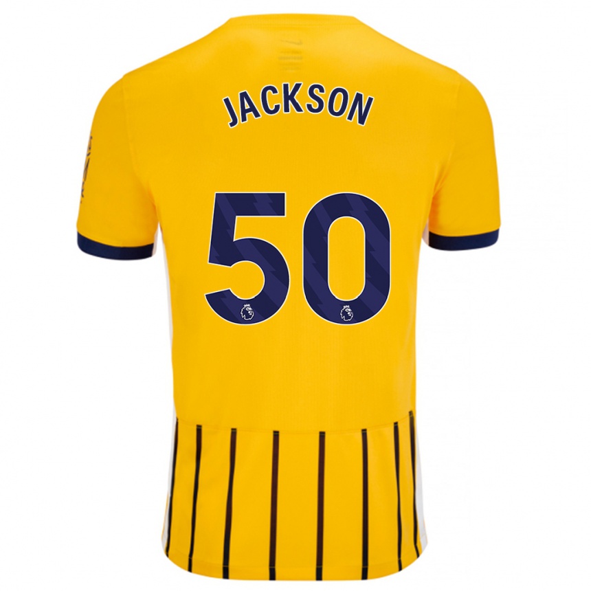 Niño Fútbol Camiseta Ben Jackson #50 Dorado Azul Rayas 2ª Equipación 2024/25 México