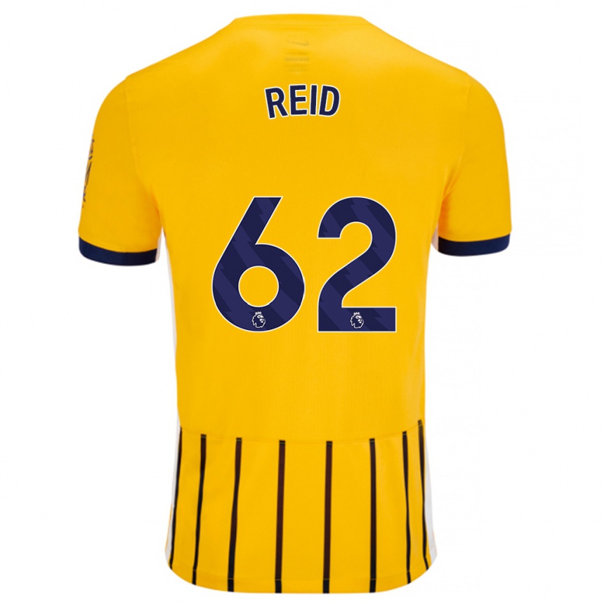 Niño Fútbol Camiseta Tommy Reid #62 Dorado Azul Rayas 2ª Equipación 2024/25 México