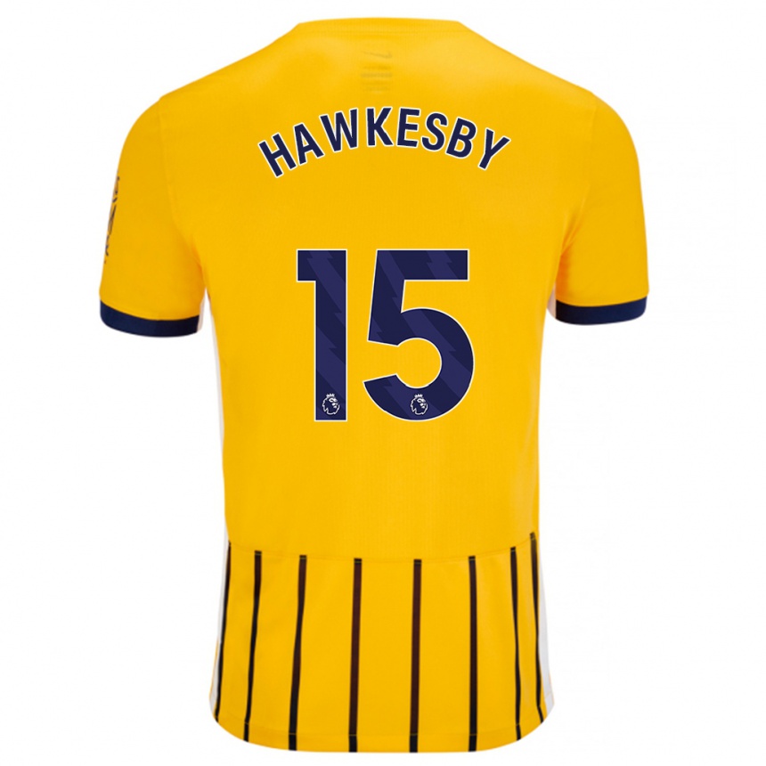 Niño Fútbol Camiseta Mackenzie Hawkesby #15 Dorado Azul Rayas 2ª Equipación 2024/25 México