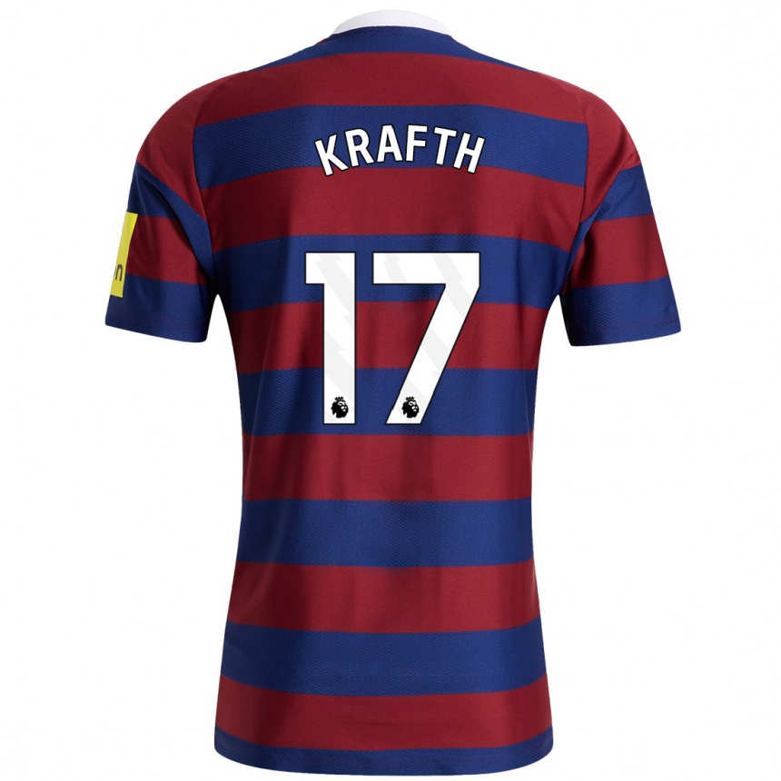 Niño Fútbol Camiseta Emil Krafth #17 Burdeos Azul Marino 2ª Equipación 2024/25 México