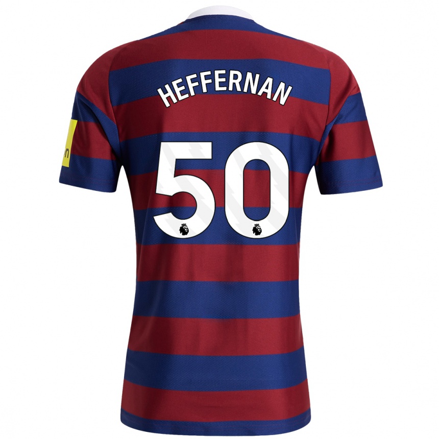 Niño Fútbol Camiseta Cathal Heffernan #50 Burdeos Azul Marino 2ª Equipación 2024/25 México