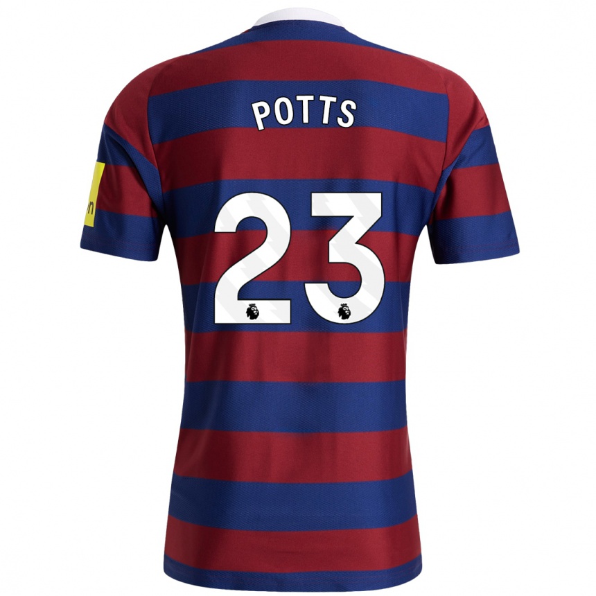 Niño Fútbol Camiseta Charlotte Potts #23 Burdeos Azul Marino 2ª Equipación 2024/25 México