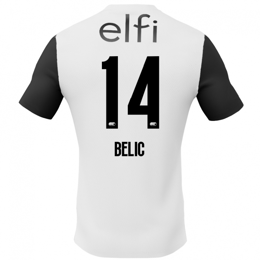 Niño Fútbol Camiseta Kristijan Belic #14 Blanco Negro 2ª Equipación 2024/25 México