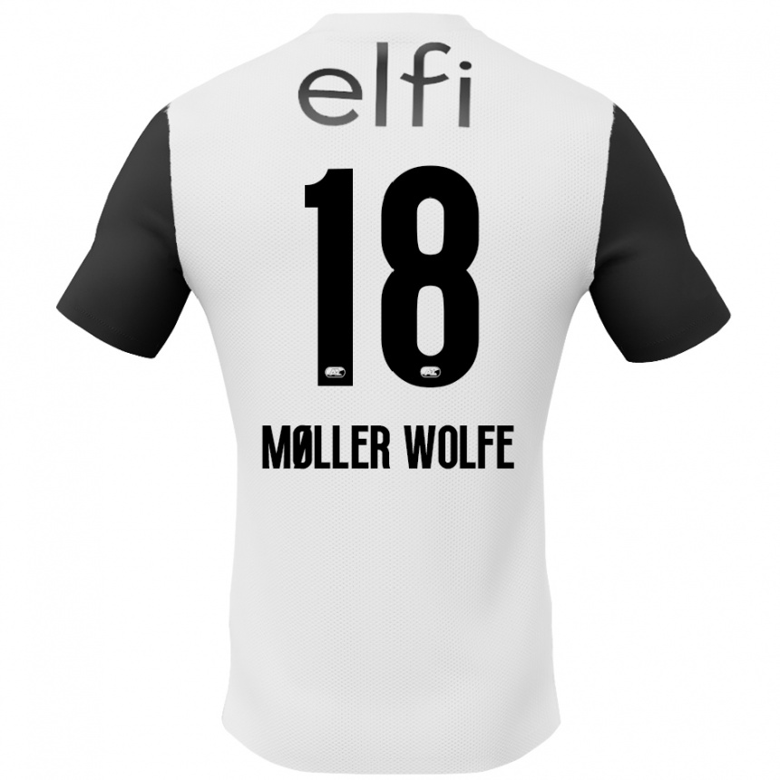 Niño Fútbol Camiseta David Møller Wolfe #18 Blanco Negro 2ª Equipación 2024/25 México