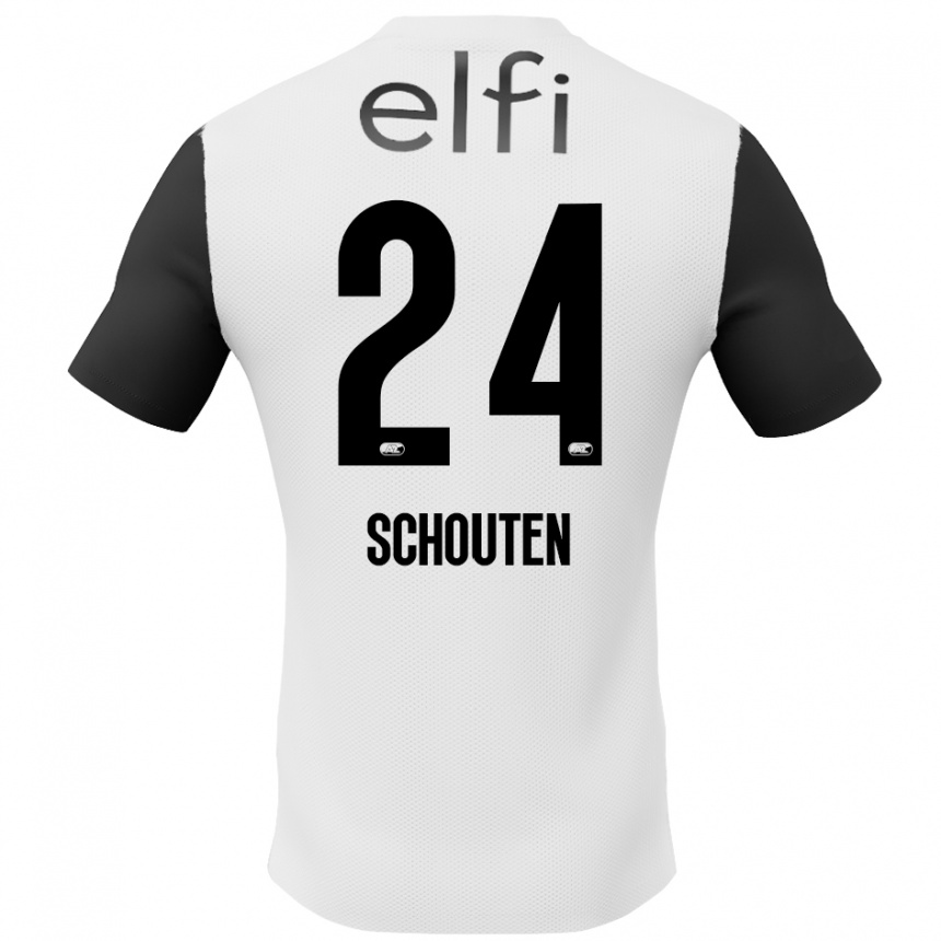 Niño Fútbol Camiseta Lewis Schouten #24 Blanco Negro 2ª Equipación 2024/25 México