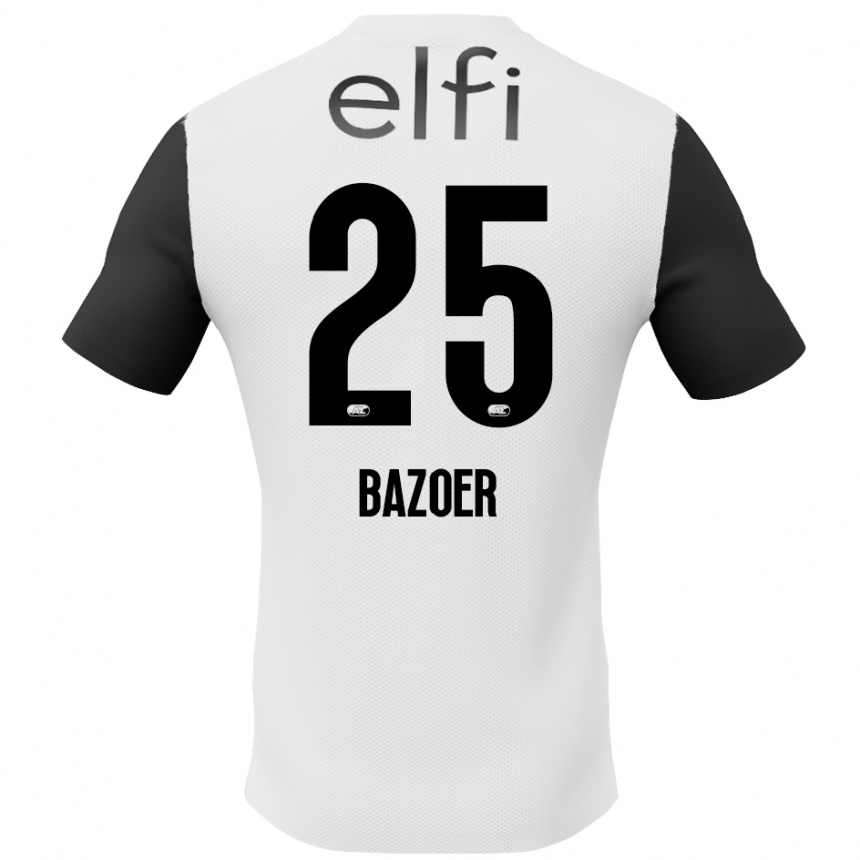 Niño Fútbol Camiseta Riechedly Bazoer #25 Blanco Negro 2ª Equipación 2024/25 México