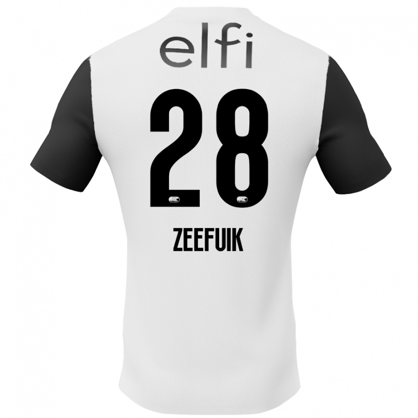 Niño Fútbol Camiseta Lequincio Zeefuik #28 Blanco Negro 2ª Equipación 2024/25 México