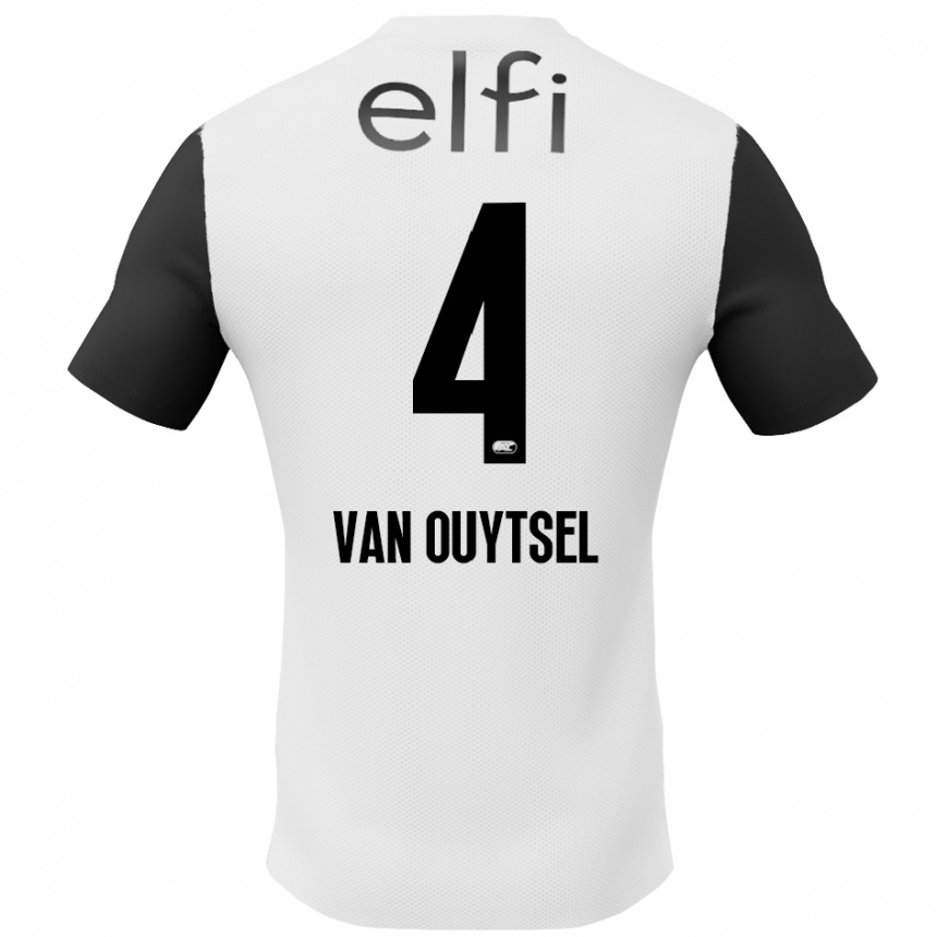 Niño Fútbol Camiseta Kevin Van Ouytsel #4 Blanco Negro 2ª Equipación 2024/25 México