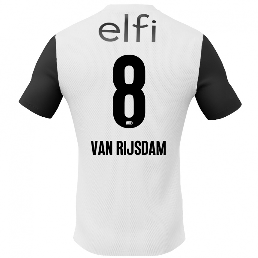 Niño Fútbol Camiseta Julian Van Rijsdam #8 Blanco Negro 2ª Equipación 2024/25 México