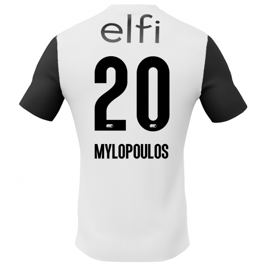 Niño Fútbol Camiseta Marios Mylopoulos #20 Blanco Negro 2ª Equipación 2024/25 México