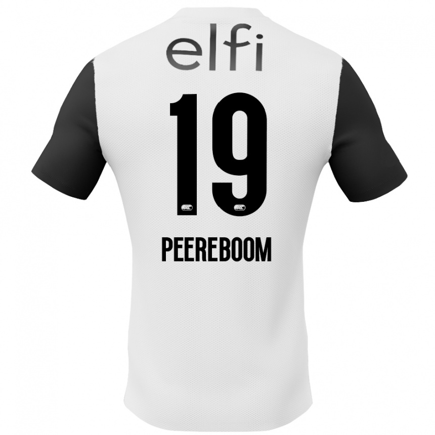 Niño Fútbol Camiseta Sanne Peereboom #19 Blanco Negro 2ª Equipación 2024/25 México