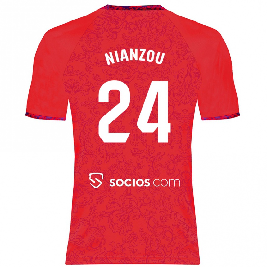 Niño Fútbol Camiseta Tanguy Nianzou #24 Rojo 2ª Equipación 2024/25 México