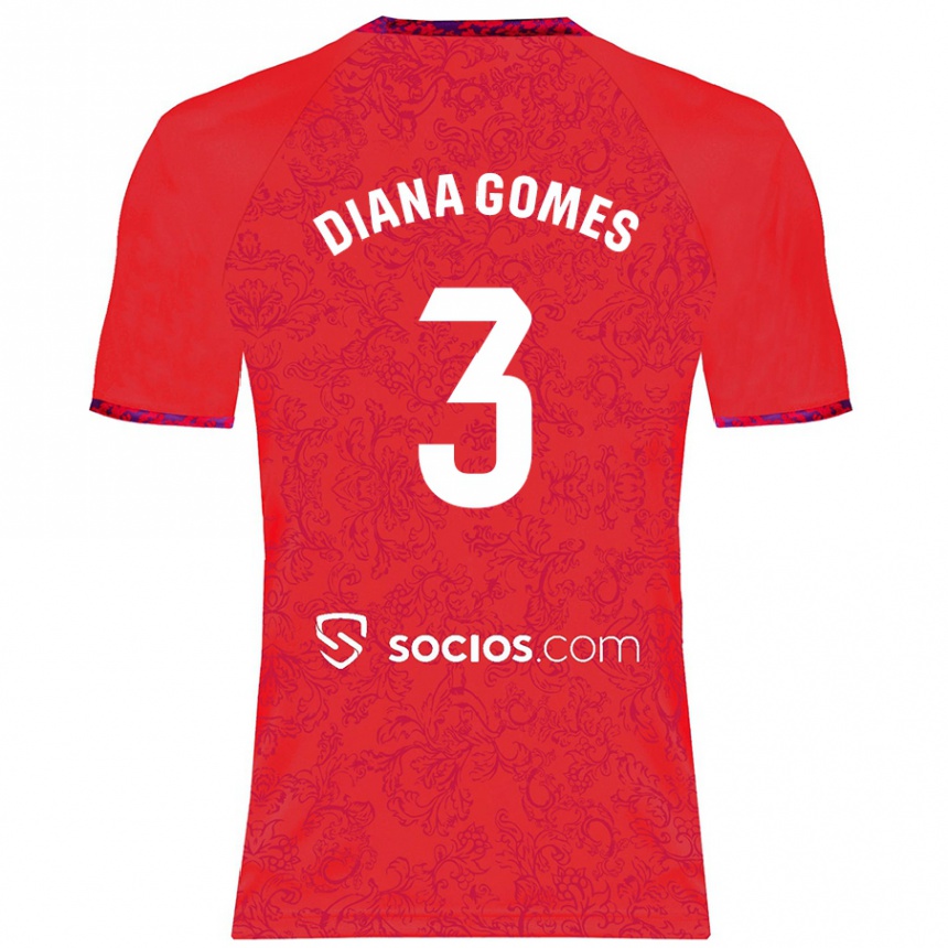 Niño Fútbol Camiseta Diana Catarina Ribeiro Gomes #3 Rojo 2ª Equipación 2024/25 México