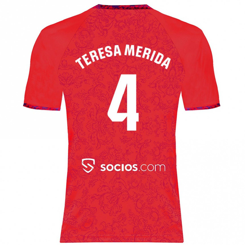 Niño Fútbol Camiseta Teresa Merida #4 Rojo 2ª Equipación 2024/25 México