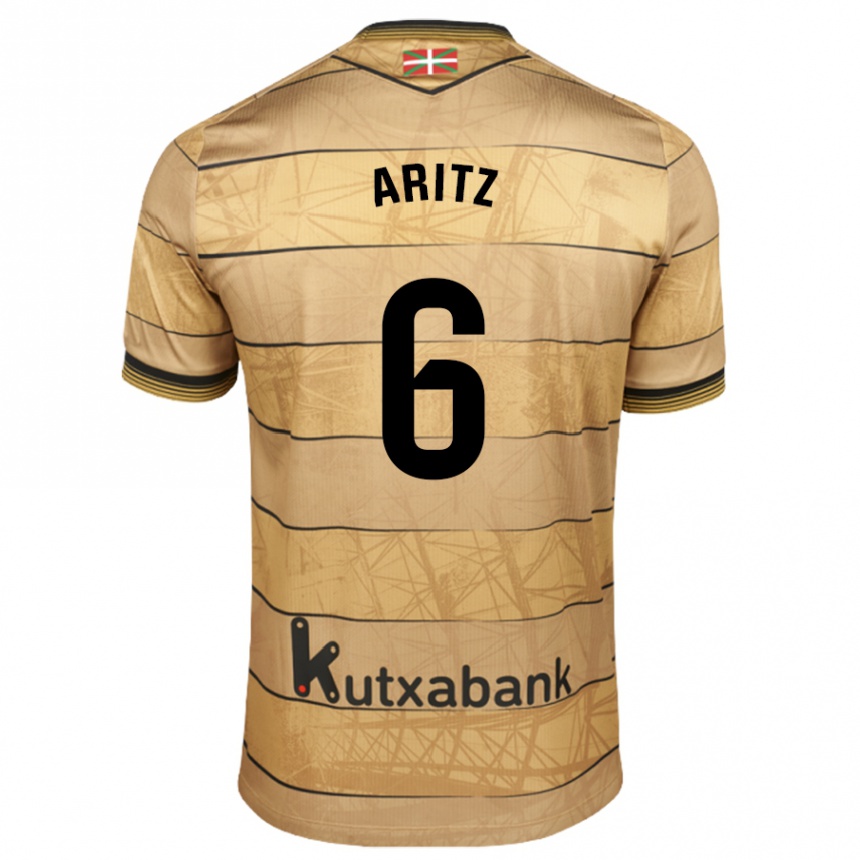 Niño Fútbol Camiseta Aritz Elustondo #6 Marrón 2ª Equipación 2024/25 México