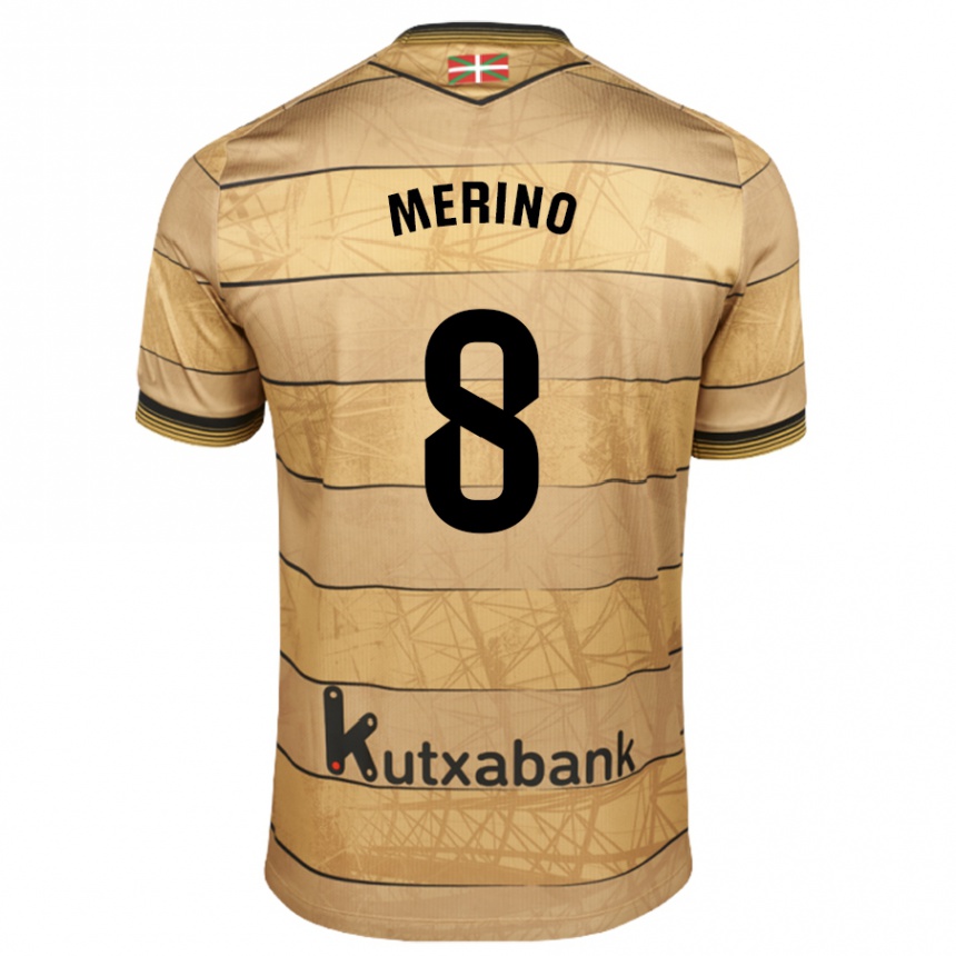 Niño Fútbol Camiseta Mikel Merino #8 Marrón 2ª Equipación 2024/25 México